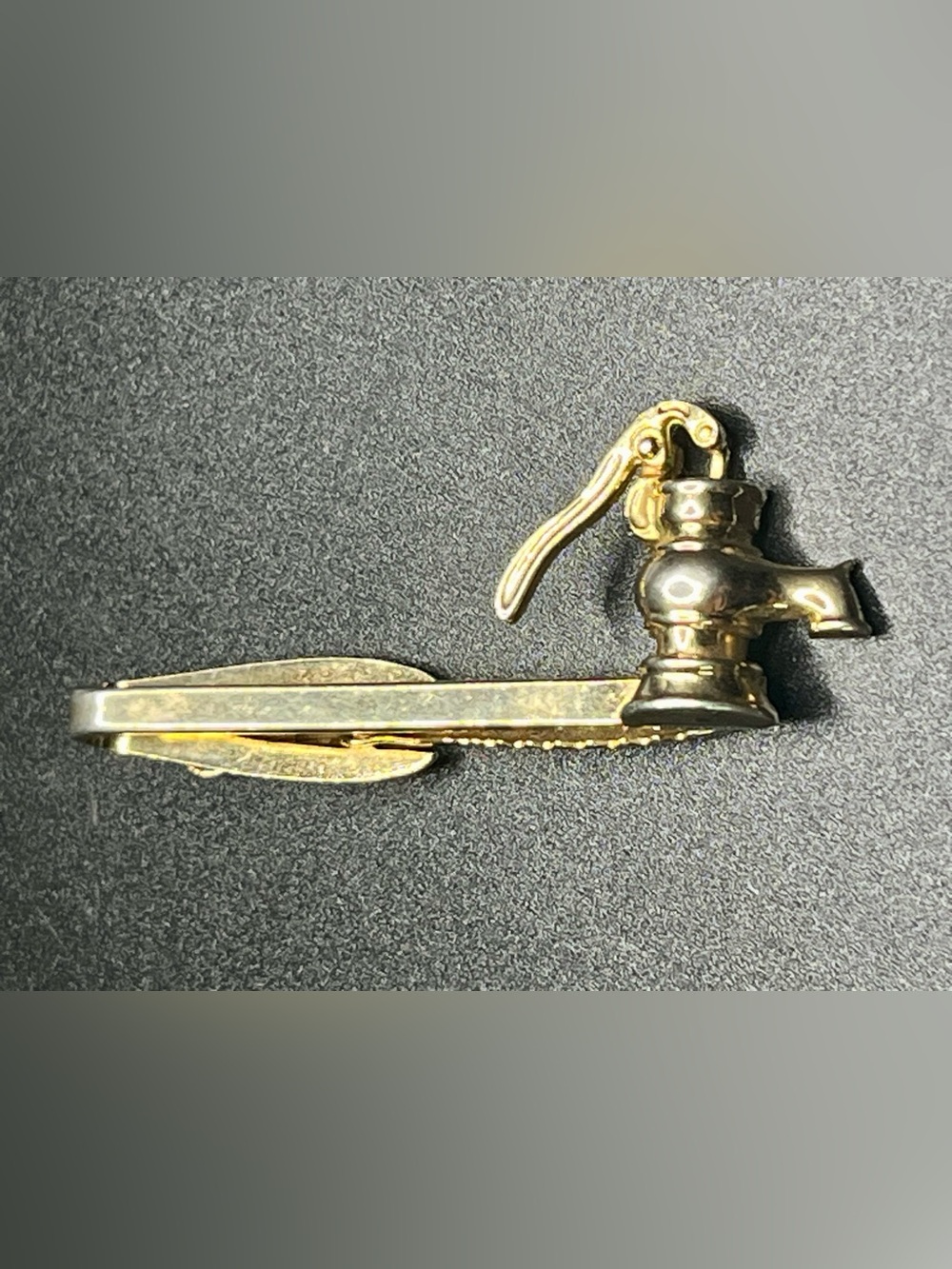 Vintage Hickok USA Faucet Tie Clip Gold Tone Novelty Plumber Tie Bar